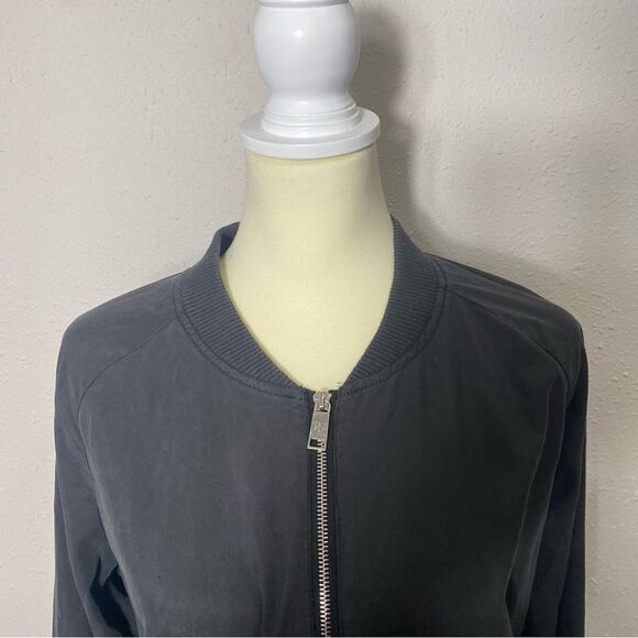 Outerwear Lyocell Lightweight Zipper Front Coat In Charcoal Gray Women's Size 10 - Picture 10 of 15